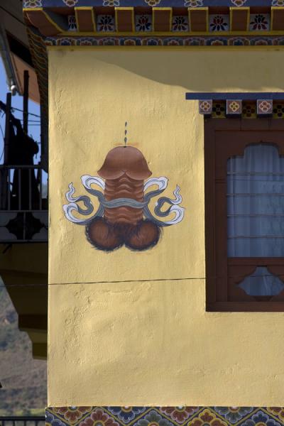 Image of Phallic symbol painted on a house in Paro, Bhutan