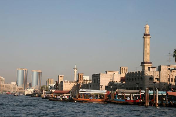 Picture of Dubai Creek with modern architecture and mosque