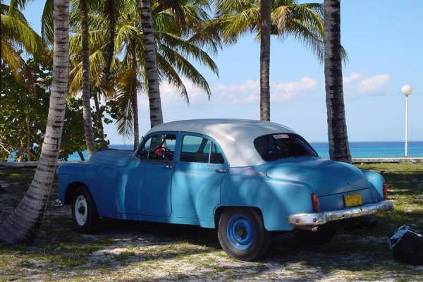 Image of Old Cuba car on the coast Cuba