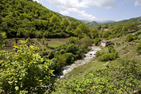Picture of Karkar gorge hike (Armenia): Landscape near Karintak village with Karkar river passing terraced fields