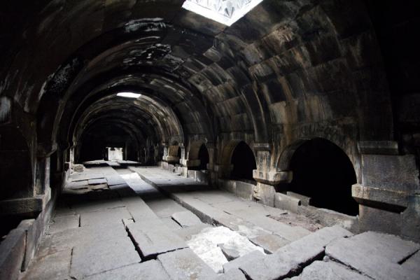 Picture of Selim caravanserai (Armenia): The dark interior of the caravanserai of Selim