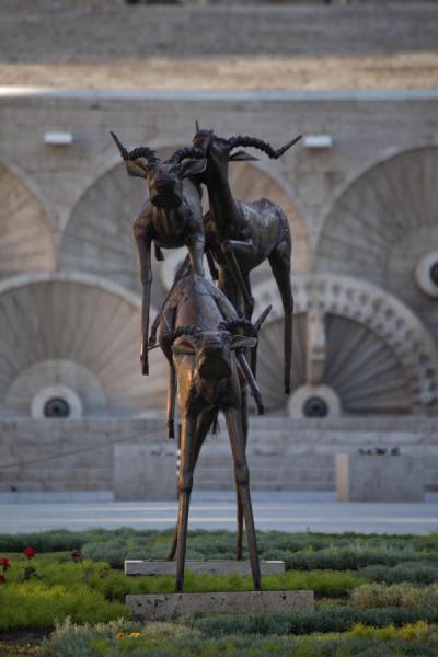 Sculpture of jumping impalas at the foot of the Cascade | Cascade de Erevan | Armenia
