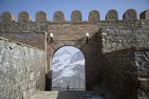 Picture of The far side of Alinja-Gala fortress looking out over mountains below
