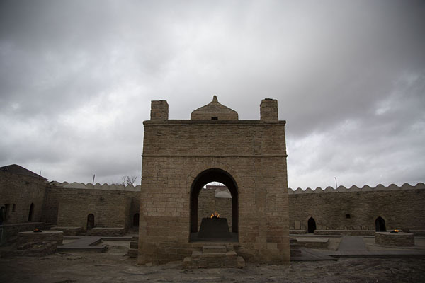Picture of Atashgah Fire Temple (Azerbaijan): Fire burning in the central building of the fire temple