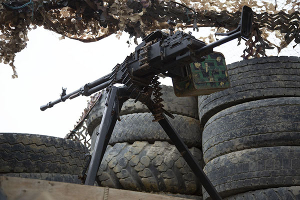 Rifle in an Armenian fortification rebuilt in the War Trophies Park | Baku War Tropies Park | Azerbaijan