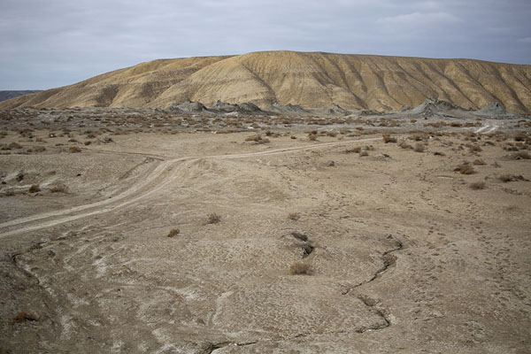 Foto van The landscape of the mud volcanoes seen from the top of one of themGobustan - Azerbeidjan