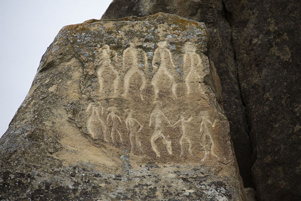 Picture of Petroglyph with rows of humansGobustan - Azerbaijan