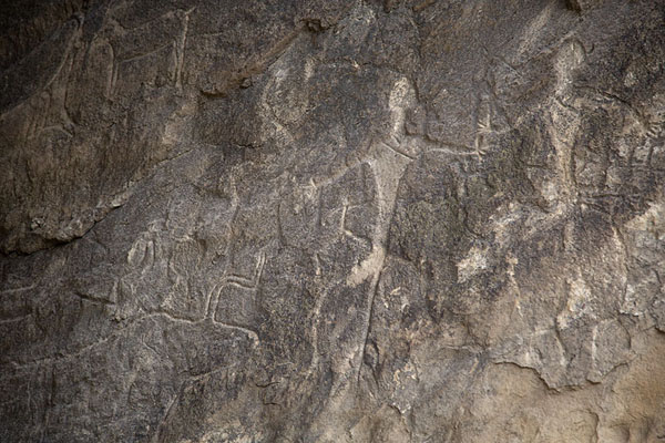 Humans and animals carved out in petroglyphs | Petroglifos de Gobustan | Azerbayán
