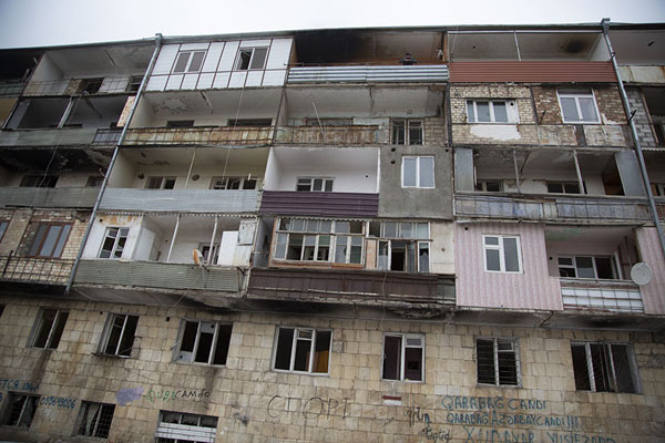 Picture of One of the many empty apartment blocks of Shusha