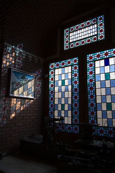 Picture of Morning light falling through coloured windows of the Geysariyye monument of Ordubad