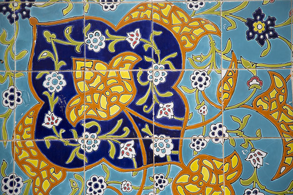 Picture of Colourful decorations on a tile of the Geysariyye monument