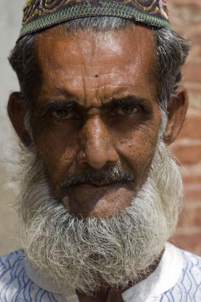 Foto di Bearded Muslim staring into the lens at Shalit Gumbad mosque - Bangladesh - Asia