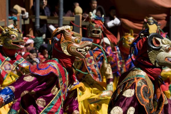 Picture of Masked dance: monks wearing animal masksJakar - Bhutan