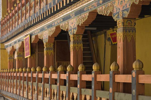 Picture of Punakha Dzong (Bhutan): Woodwork inside Punakha Dzong