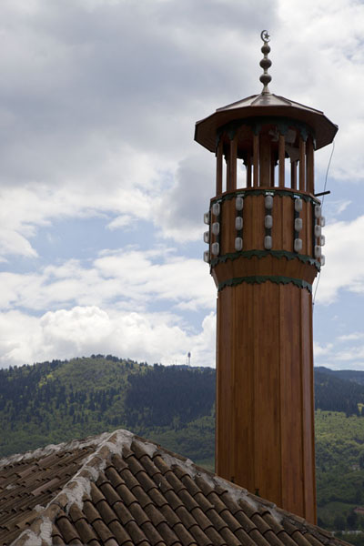 Wooden minaret attached to one of the mosques of Vratnik | Vratnik wijk | Bosnië en Herzegovina