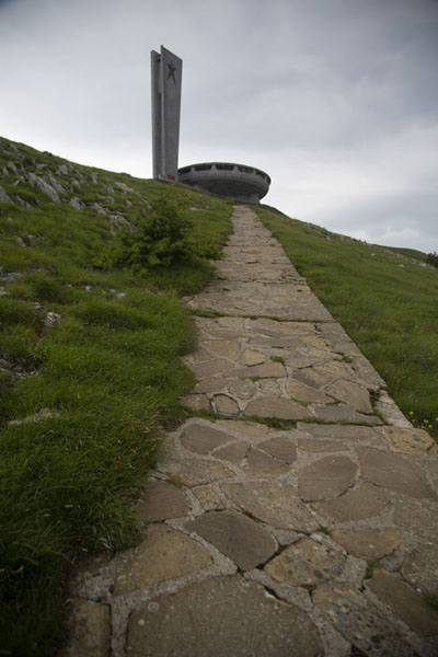 Picture of Path leading straight to the Buzludzha monument on top of the mountain with the same name