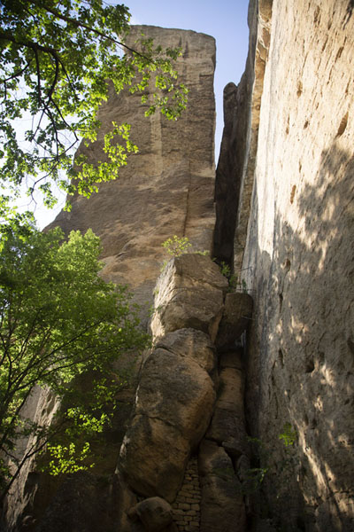 A crack in the rocky mountain on which Madara fortress is built | Madara rider | Bulgaria