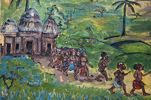 Picture of Sultan Palace (Cameroon): One of the scenes of the mural depicting the history of the Bamoun dynasty