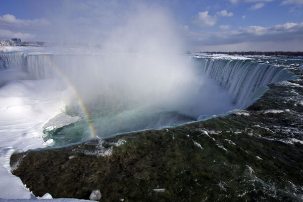 The Niagara River tumbling down the Horseshoe Falls | Frozen Niagara Falls | Canada