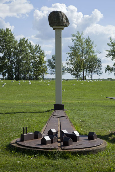 Part of Souvenir de 1955 ou 2026 Roberval, installation by Pierre Leblanc | Parc René Lévesque | le Canada
