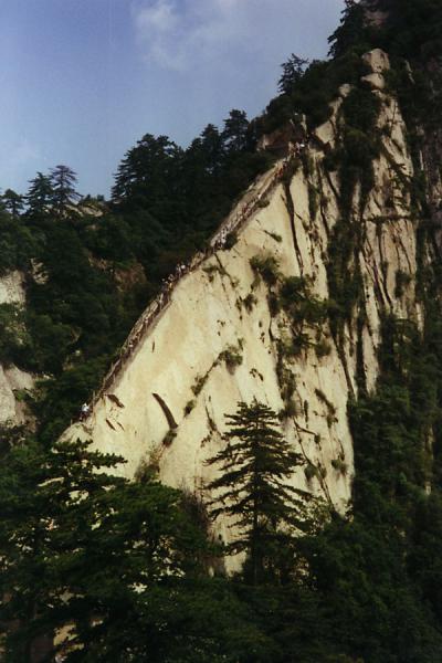 Picture of Huashan Mountain (China): Stairs leading up the steep mountain