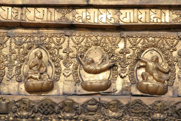 Picture of Jokhang temple (China): Intricate decoration on the side of Jokhang temple