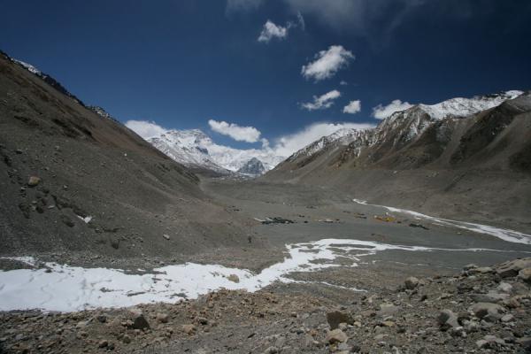 Picture of Mount Everest North Face (China): Mount Everest and Everest Base Camp at the end of Rongphu Glacier
