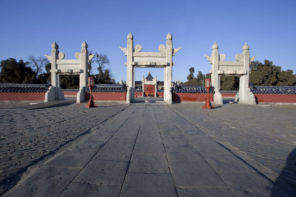 Three stone gates at the entrance to the Circular Mound Altar | Temple of Heaven Park | China