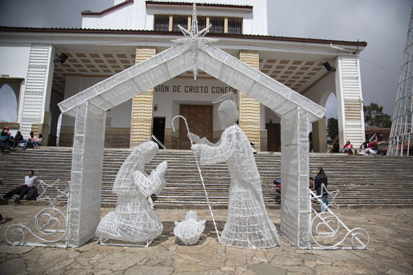 Picture of Nativity scene in front of the Nuestro Señor de Monserrate church