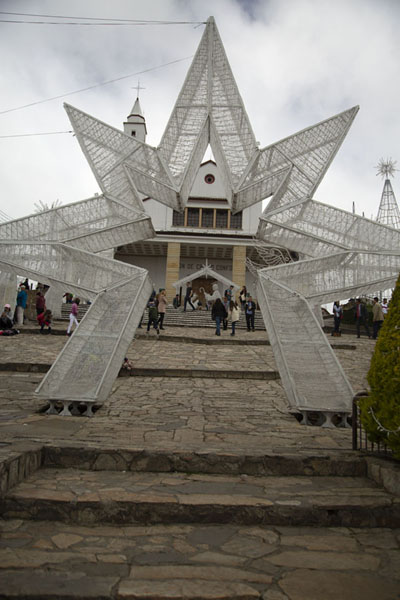 Picture of The church on top of Cerro Monserrate behind a large white star