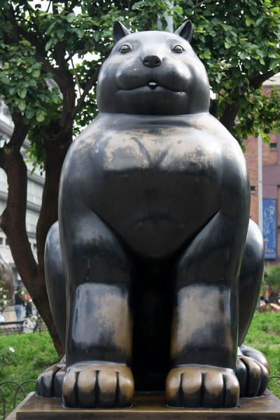 Picture of The Cat, one of the animals sculptured by Fernando Botero