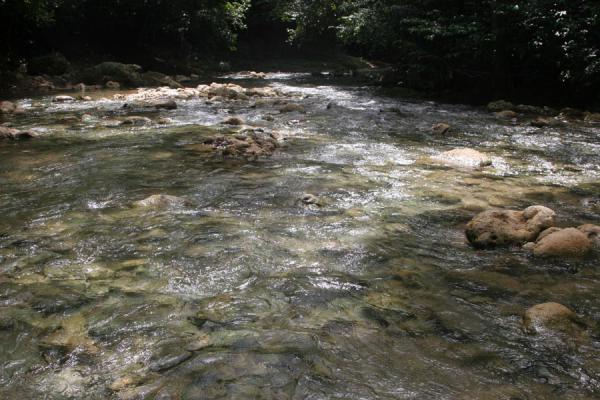 Foto van River crossing on the way to Limón waterfallLimón waterval - Dominicaanse Republiek