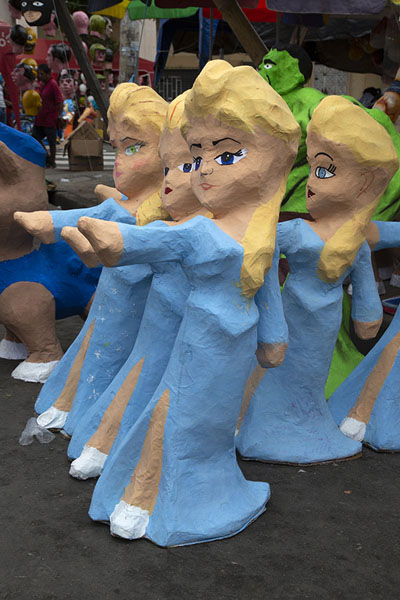 Picture of Dolls of light-blue dressed ladies at the market in Guayaquil