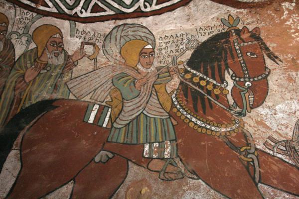 Detail of the procession of Abuna Yemata on mural in Abuna Yemata Guh church | Abuna Yemata Guh church | Ethiopia