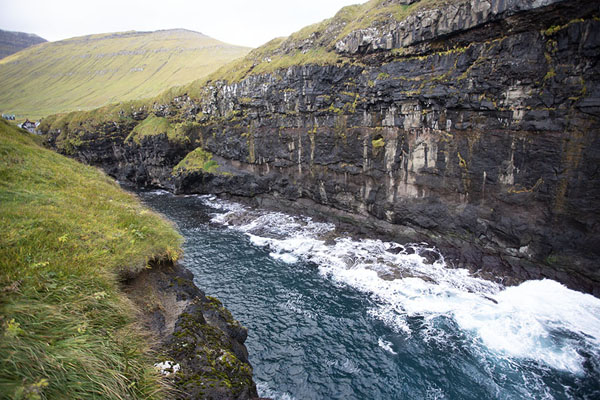 Picture of The gorge of Gjógv with wild waves - Faroe Islands - Europe