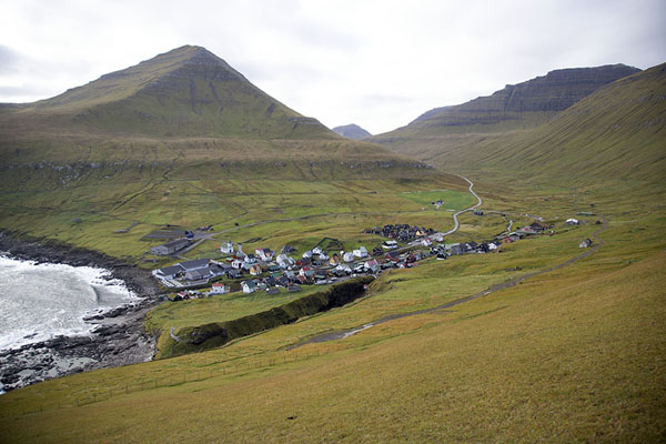 Picture of View over Gjógv with the surrounding landscapeGjógv - Faroe Islands