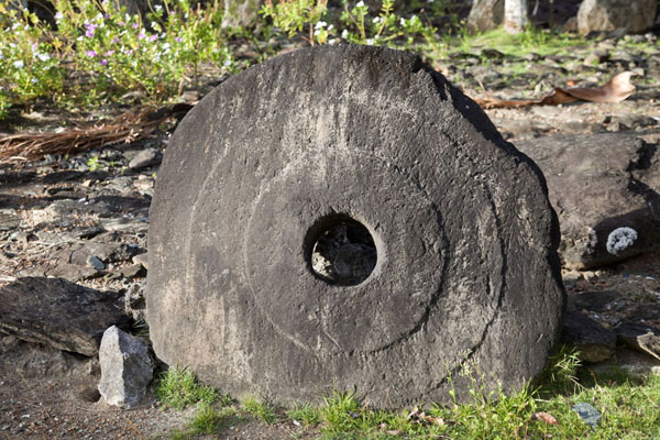 Carved stone money at the stone money bank of Balabat | Balabat Stone Money Bank | Federated States of Micronesia