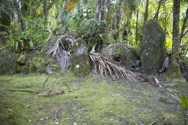 Set of stone money disks at Okeu | Okeu steengeld bank | Federale Staten van Micronesia
