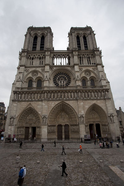 Picture of Notre Dame de Paris (France): Looking at the western facade of the Notre Dame cathedral