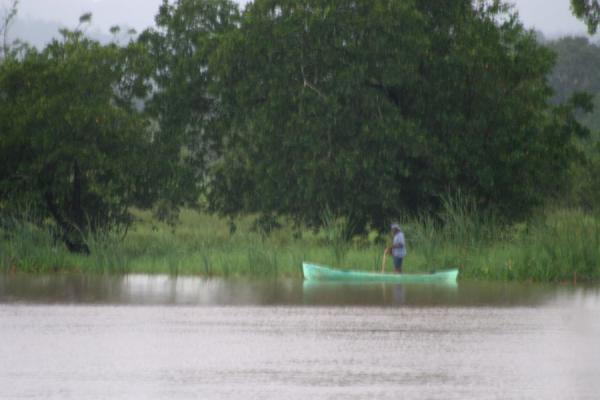 Picture of Limón (Honduras): Limón: lagoon with fisherman