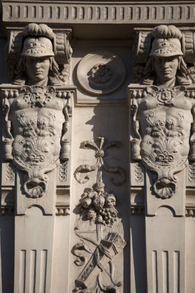 Picture of Detail of the decorated facade of a building on Andrássy út