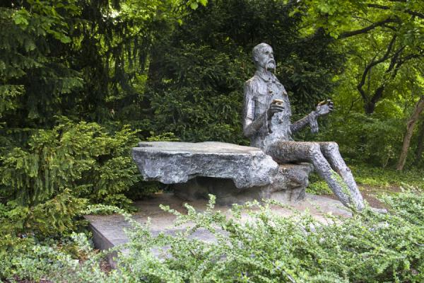 Picture of Margaret Island (Hungary): Sculpture of man on a bench on Margaret Island