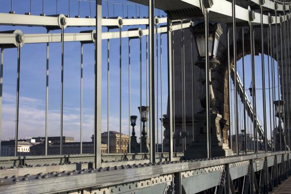 Picture of Lantern and metal construction of the Széchenyi chain bridgeBudapest - Hungary