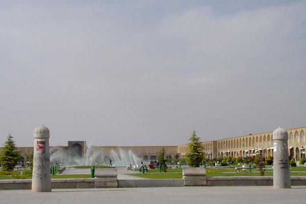 Polo goal posts on each side of the square | Piazza dell'Iman Khomeini | Iran