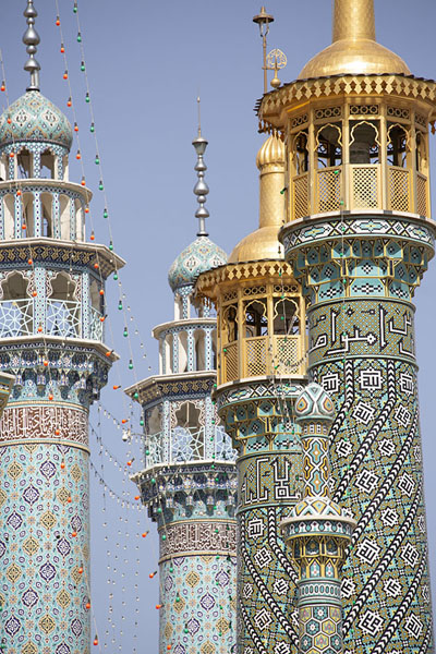 Picture of Hazrat-e Masumeh (Iran): Close-up of some of the minarets towering above the shrine