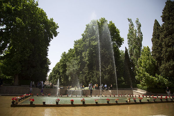 Photo de Fountains at the entrance pool of Shahzadeh GardenMahan - Iran