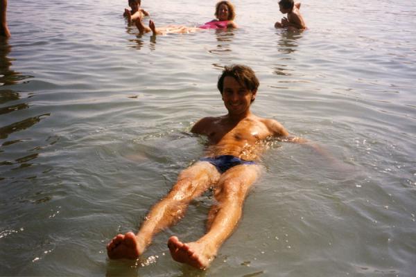 Picture of Israeli Dead Sea (Israel): Floating swimmer in Dead Sea