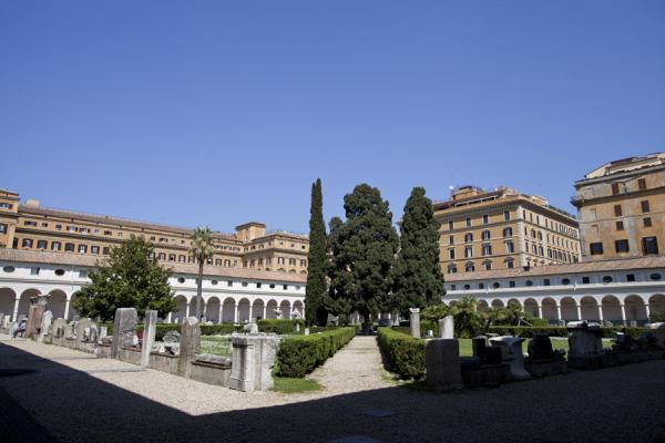 Picture of Baths of Diocletian (Italy): The site of the former entrance of the Terme di Diocleziano, the cloister of Michelangelo was planned by Pope Pio IV