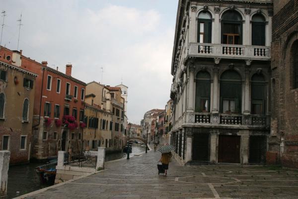 Picture of Cannaregio (Italy): Woman with umbrella on the Campo Misericordia