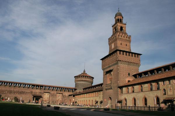 Picture of Castello Sforzesco (Italy): Filarete tower seen from within the Castello Sforzesco walls